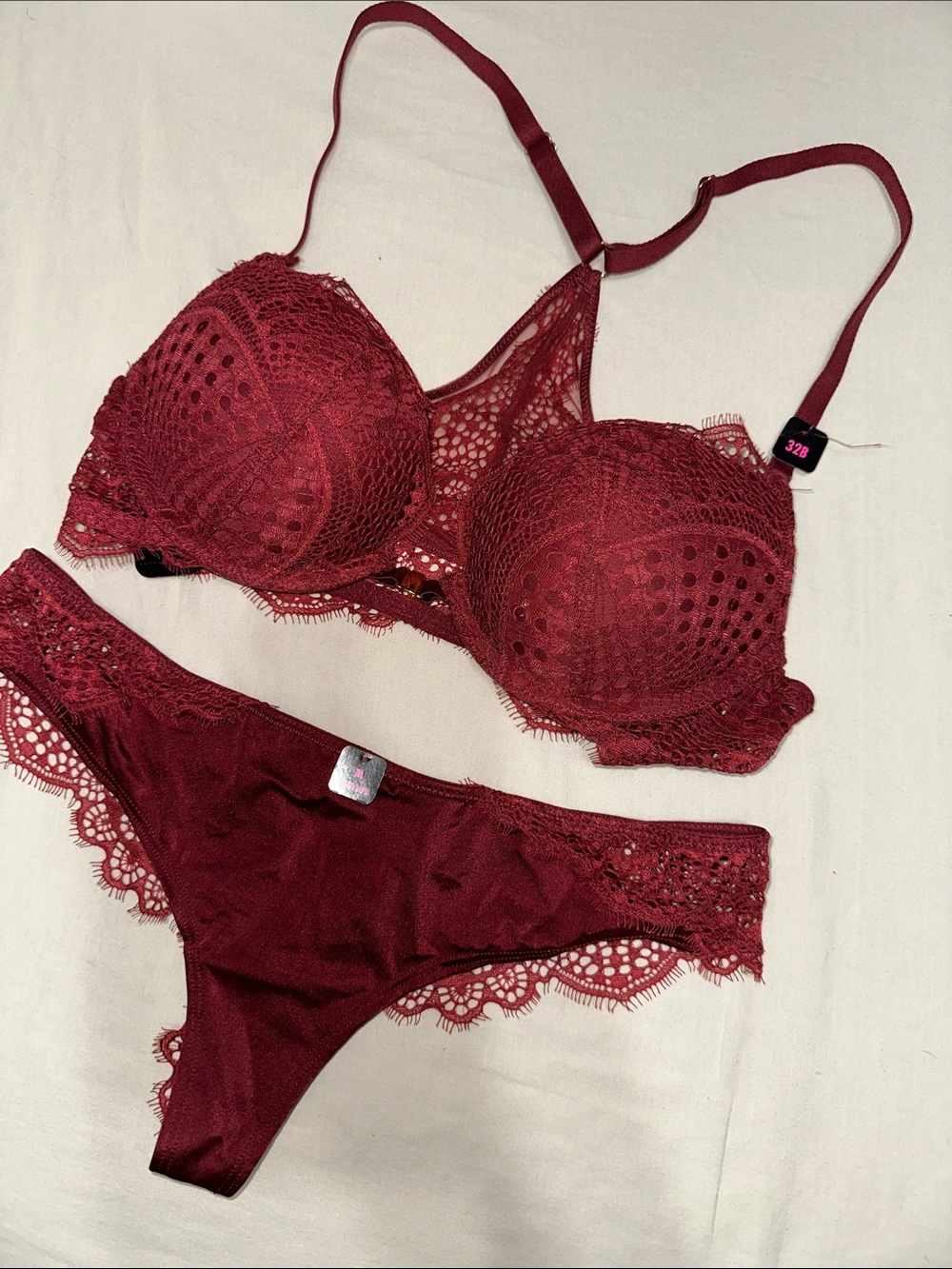 Burnt orange matching lace set NWT